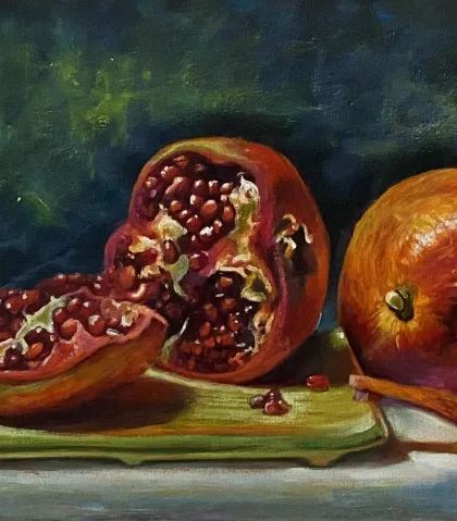 Pomegranites, a still life painting by Ruth Phillips